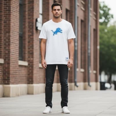 NEW NFL Detroit Lions Shirt Men’s Large WHITE NFL Tee L - Image 1