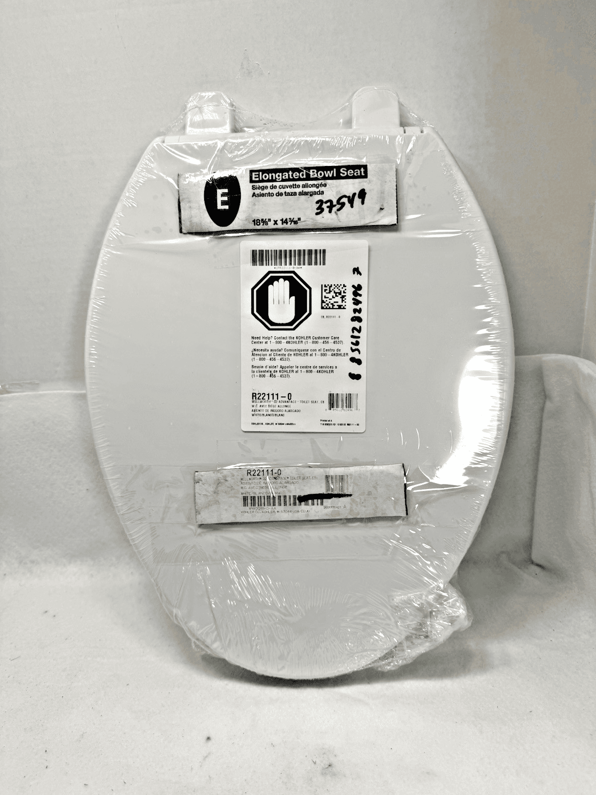 Kohler R22111-0 Elongated Closed Front Toilet Seat White 18 5/8X14/3/16 - Image 1