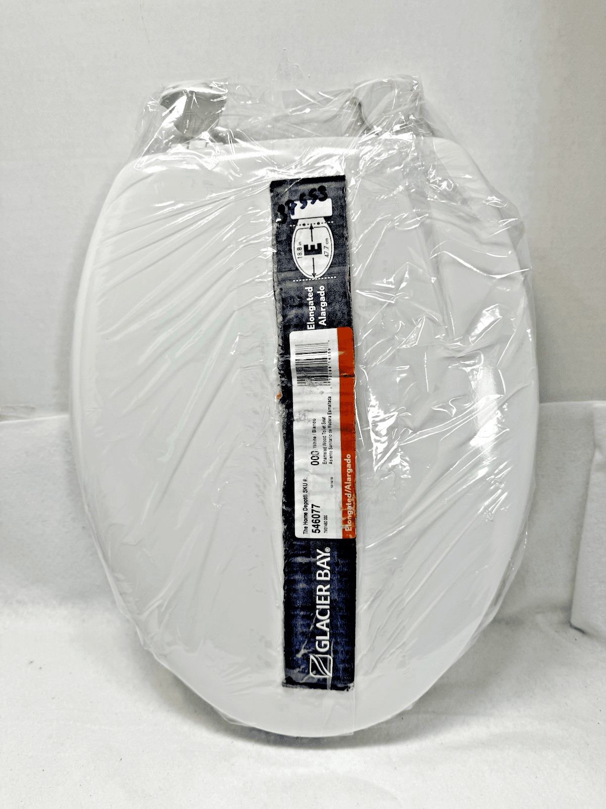 Glacier Bay Elongated Enameled Wood White Toilet Seat 546077-000 18.8" 47.7cm - Image 1