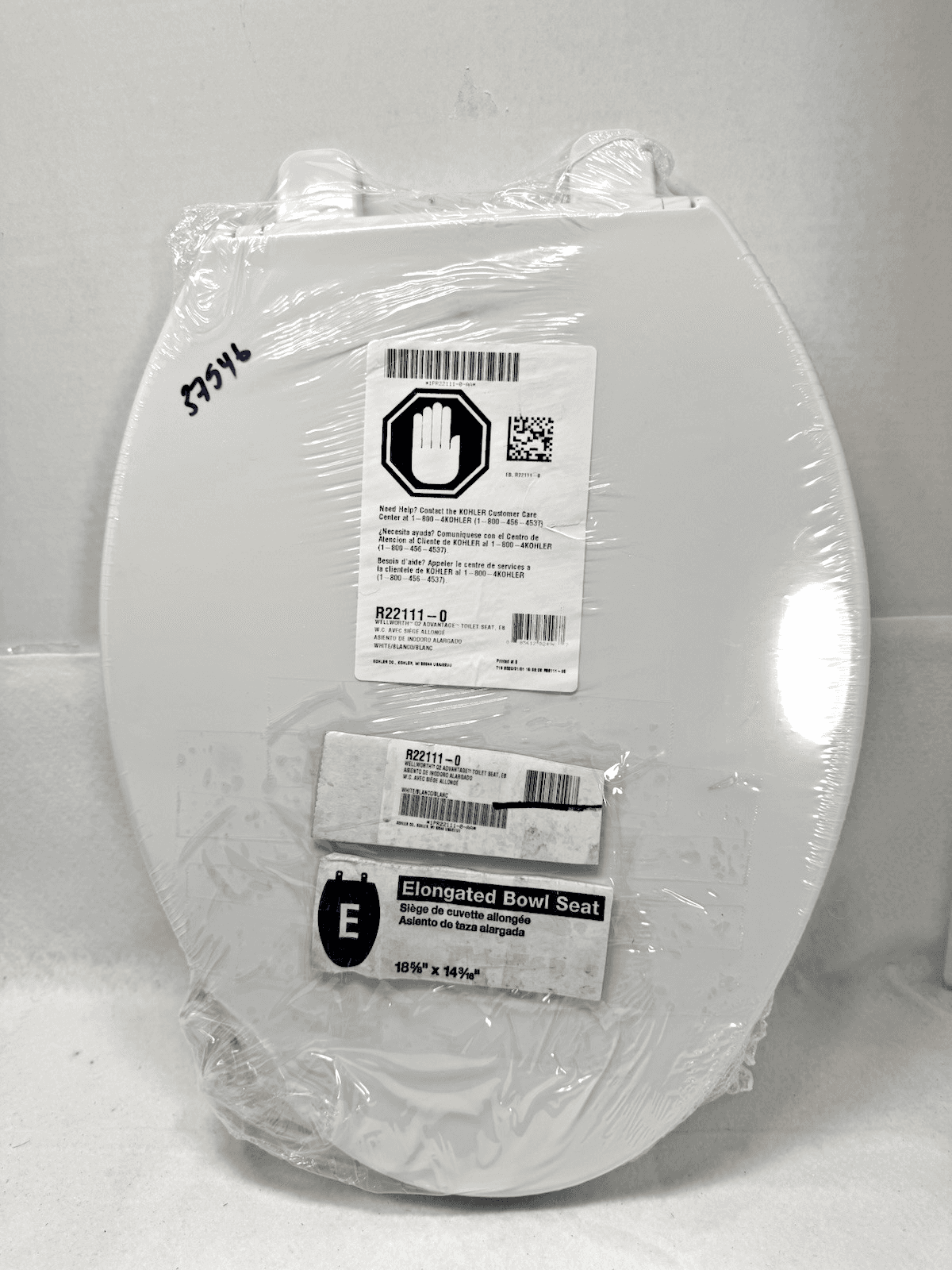 Kohler R22111-0 Elongated Closed Front Toilet Seat White 18 5/8X14/3/16 - Image 1