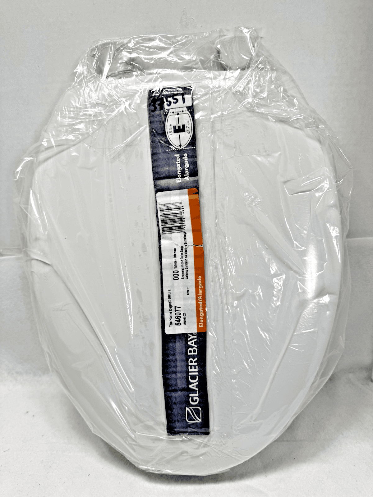 Glacier Bay Elongated Enameled Wood White Toilet Seat 546077-000 18.8" 47.7cm - Image 1