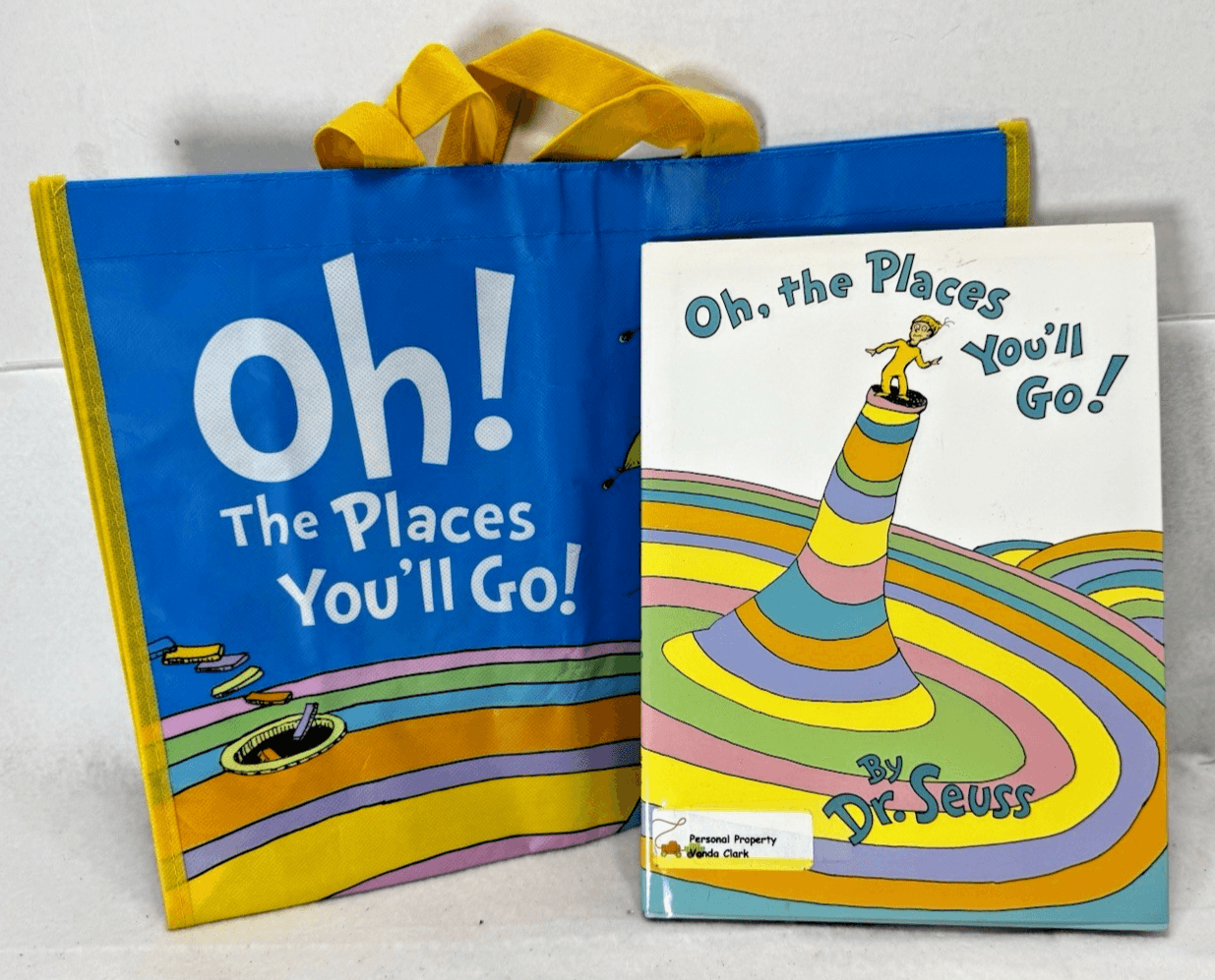 Oh , The places You’ll Go!! Dr Seuss Hardcover Book | 8” x 11” Matching tote - Image 1
