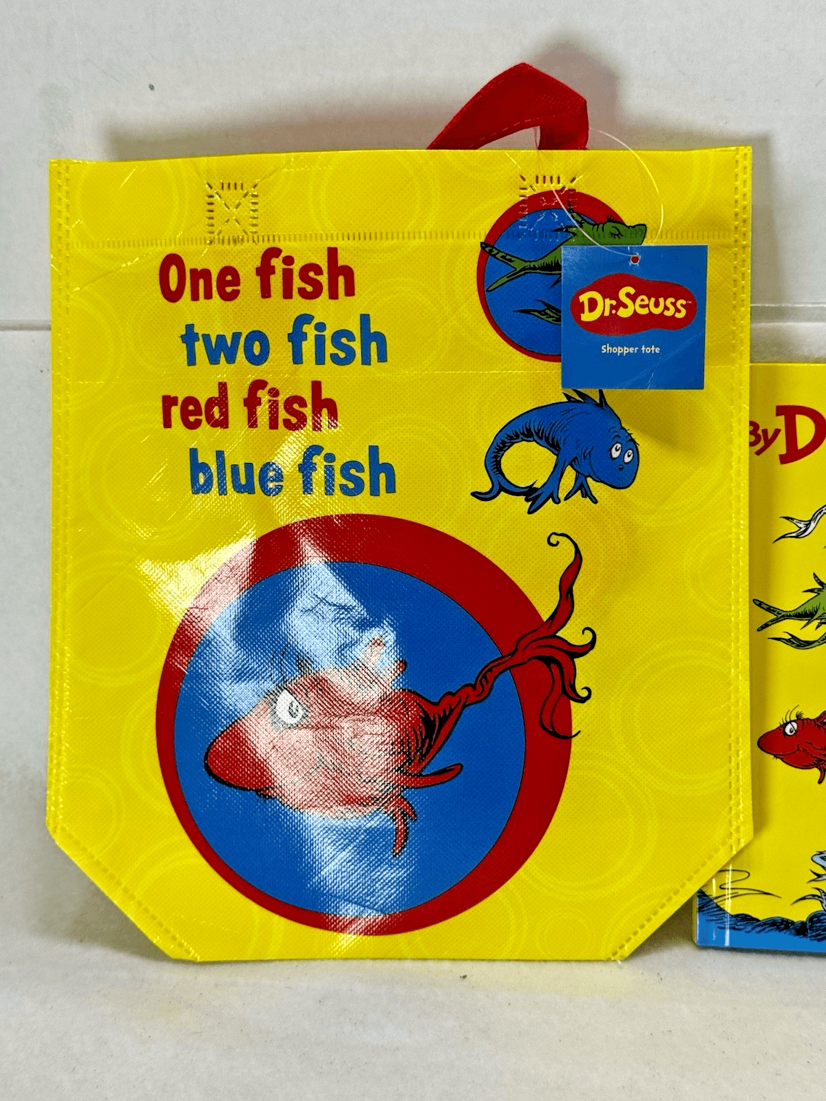 Lot of 2 Items 1988 Dr Seuss One Fish Two Fish Red Fish Blue Fish Book & Tote - Thumbnail 3