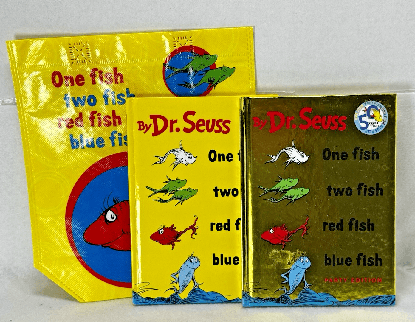 Lot of 3 Dr. Seuss - One Fish Two Fish Red Fish Blue Fish Books & Tote - Image 1