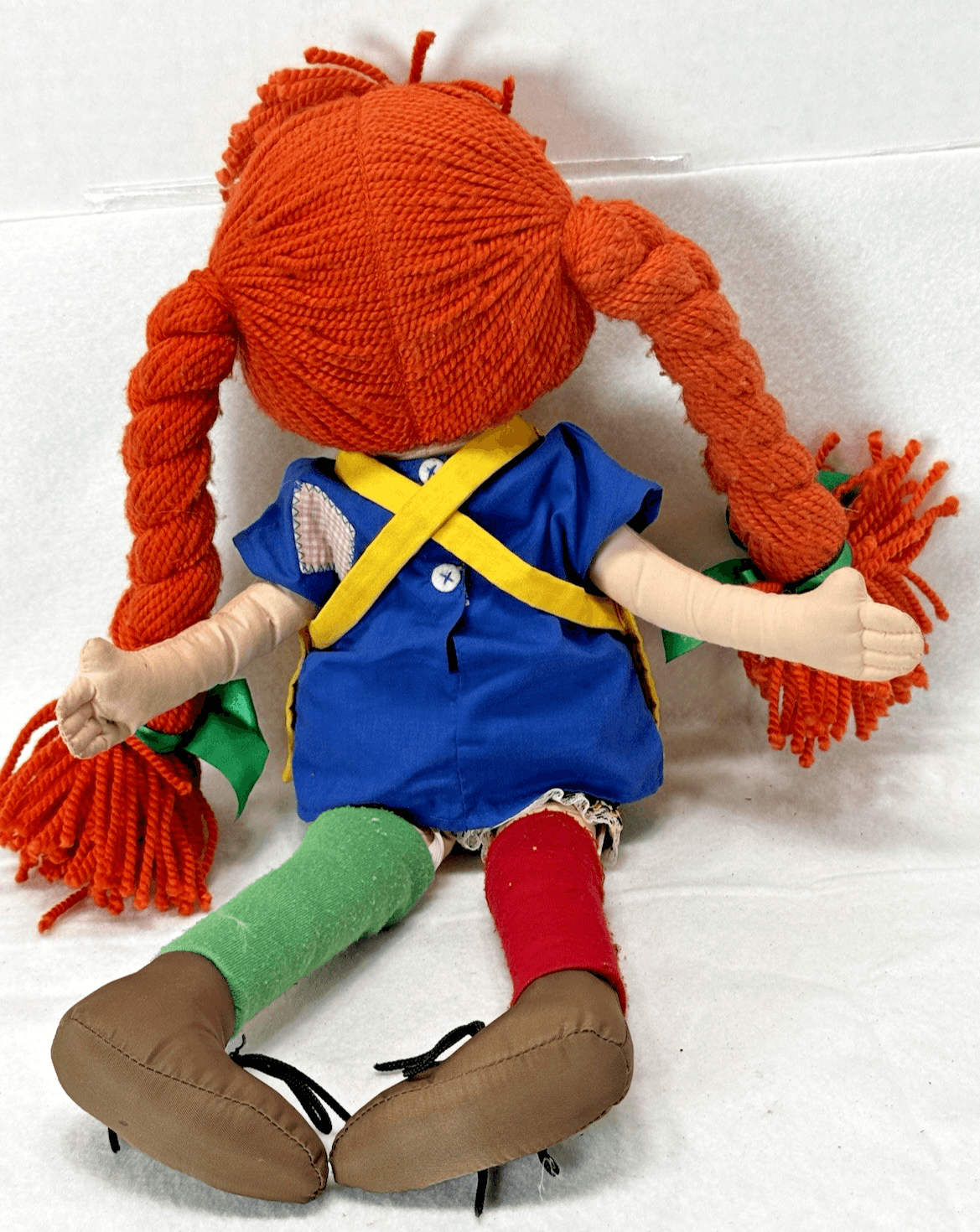 VTG 1988 Pippi Longstocking Orange Braids Stuffed Cloth Rag Doll Omega Toy 16" - Thumbnail 2
