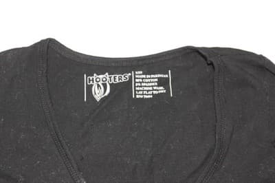 Hooters Authentic Black Long Sleeve Stretchy Uniform Top Shirt size XXS Used - Thumbnail 2