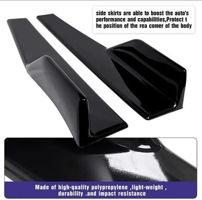 18" Universal Side Skirts, 45cm Left/Right Glossy Black PP Side Skirt Protection - Thumbnail 17