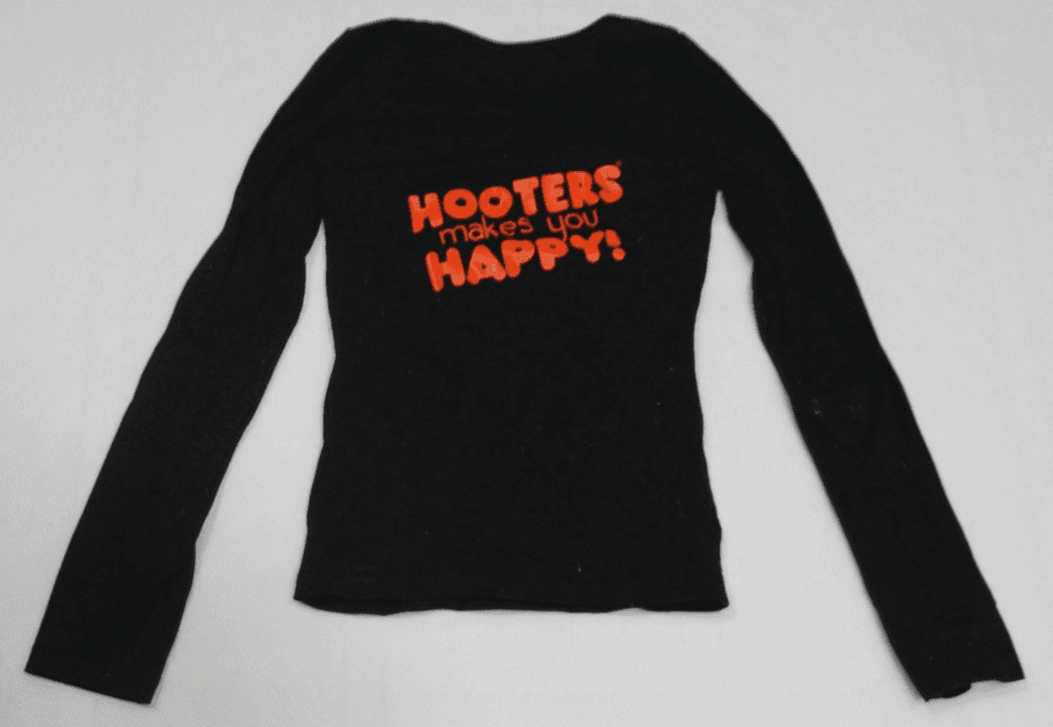 Hooters Authentic Black Long Sleeve Stretchy Uniform Top Shirt size XXS Used - Thumbnail 3