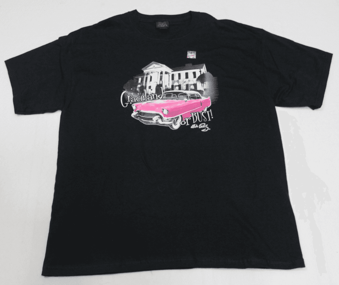 Vintage Elvis Presley T-shirt 'Graceland or Bust' Print Blue Tee XL - Image 1