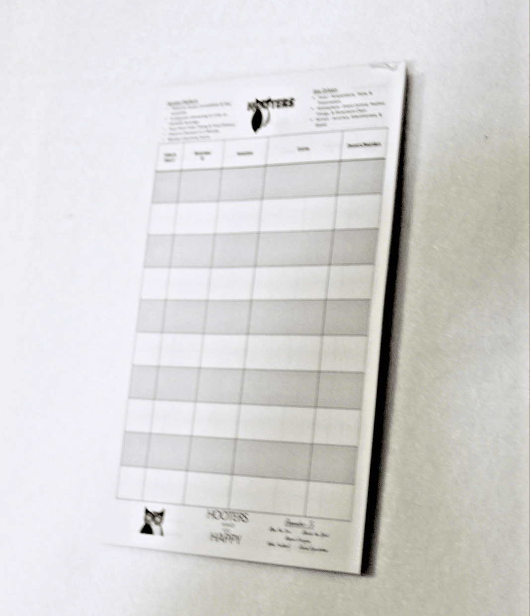 Hooters Ordering Pad (Partially used) - Thumbnail 3