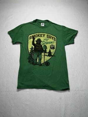 VTG 90s Smokey The Bear Says Keep It Green T-Shirt Adult Small 1993 Delta Pro - Thumbnail 2