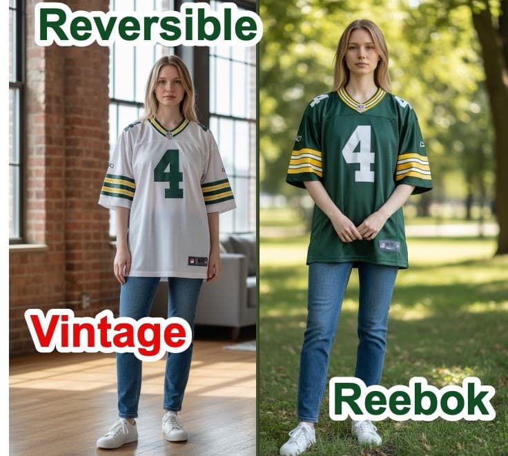 Vintage Green Bay Packers Brett Favre REVERSIBLE NFL Football Jersey 52 Reebok - Image 1