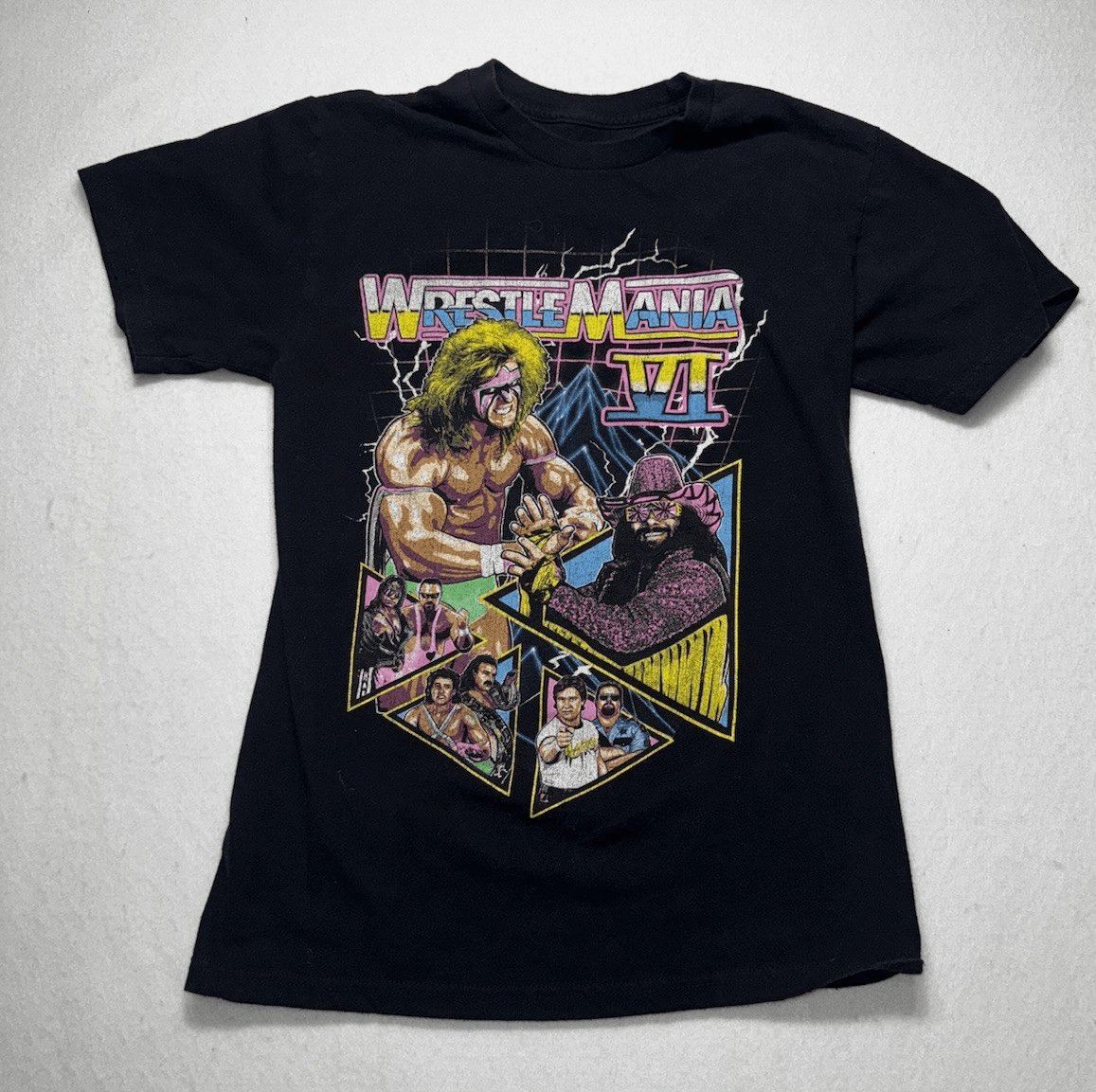 WWE Wrestlemania VI Shirt Small Black Ultimate Warrior Crewneck Short Sleeve - Image 1
