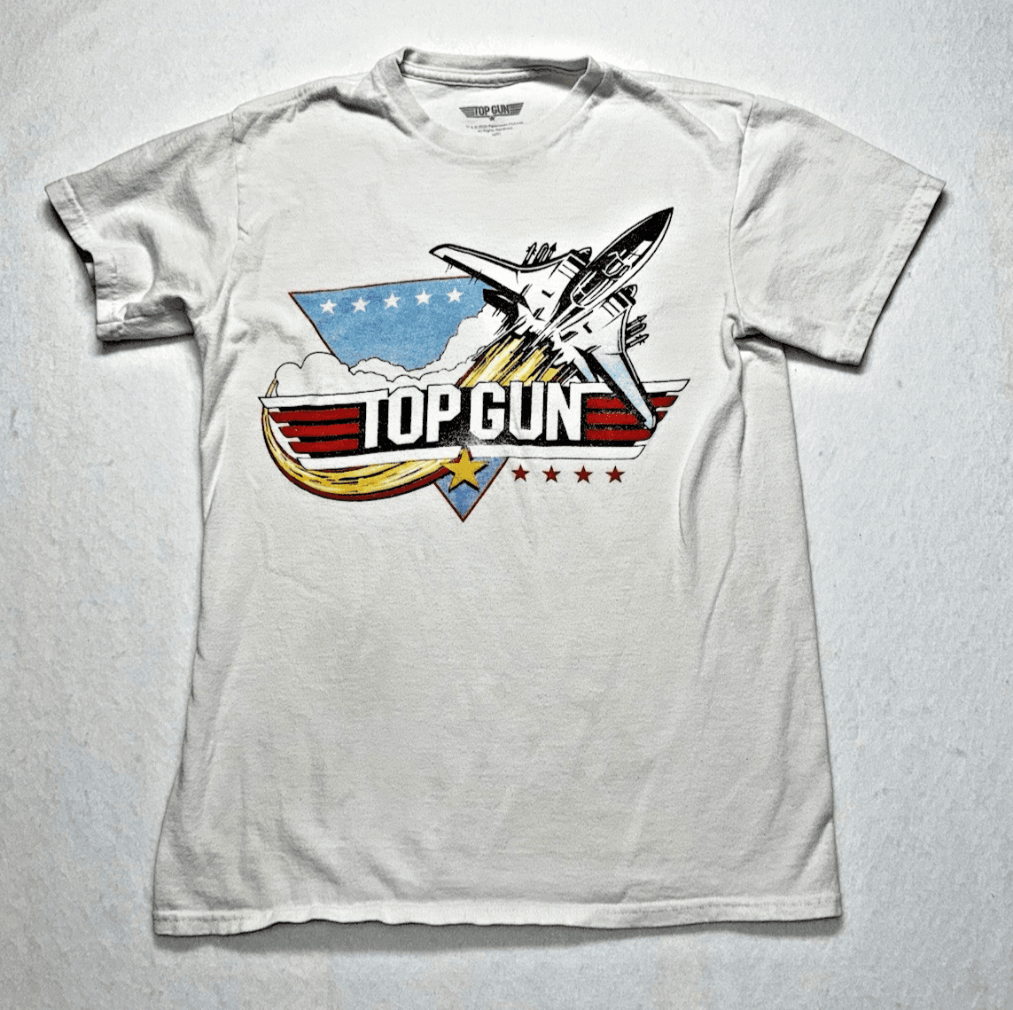 Top Gun Men's Graphic T-Shirt Cotton Short Sleeve Tee Shirt White Size Small - Image 1