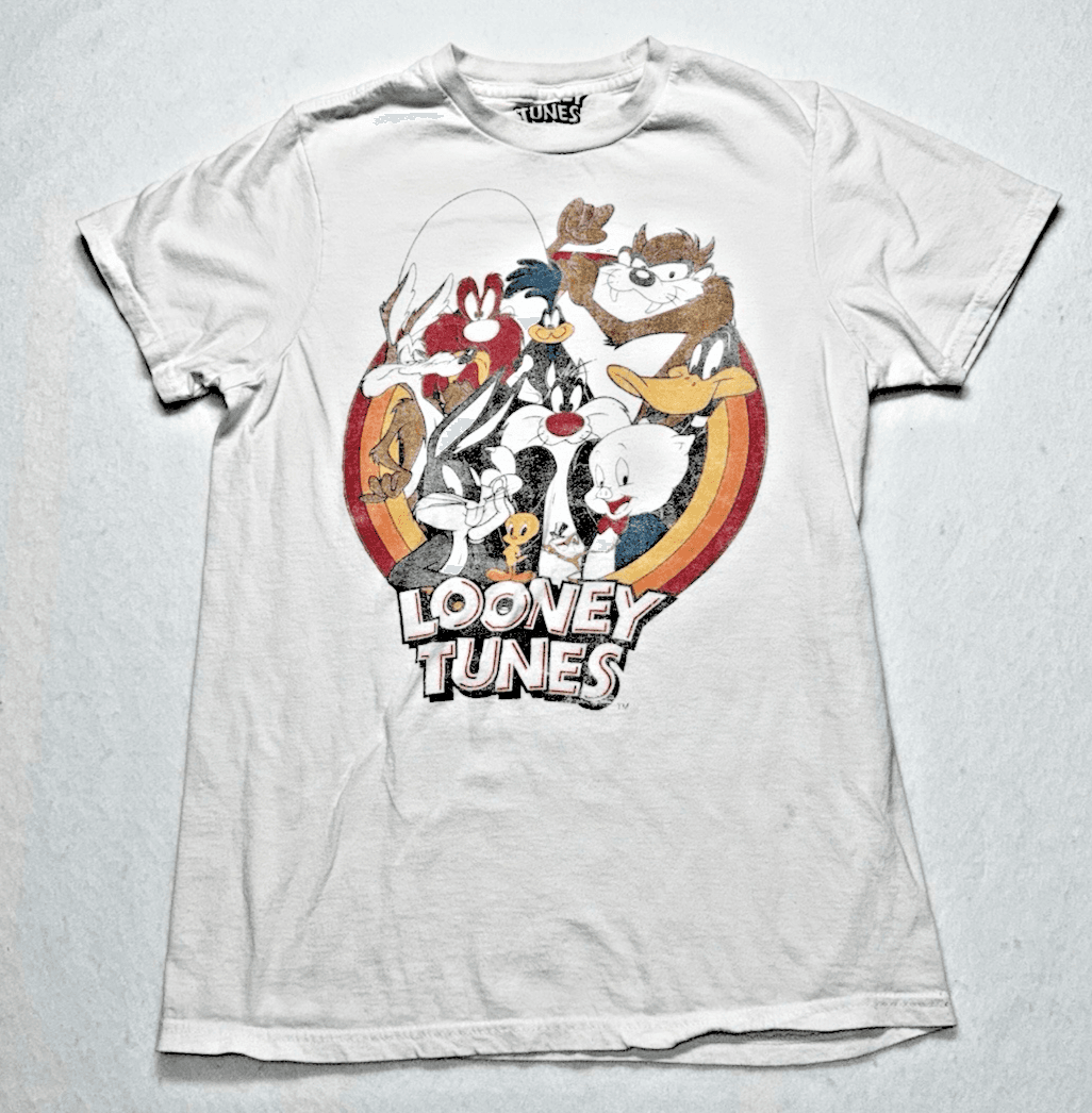 White Vintage Looney Tunes Graphic T Shirt Size Small - Thumbnail 2