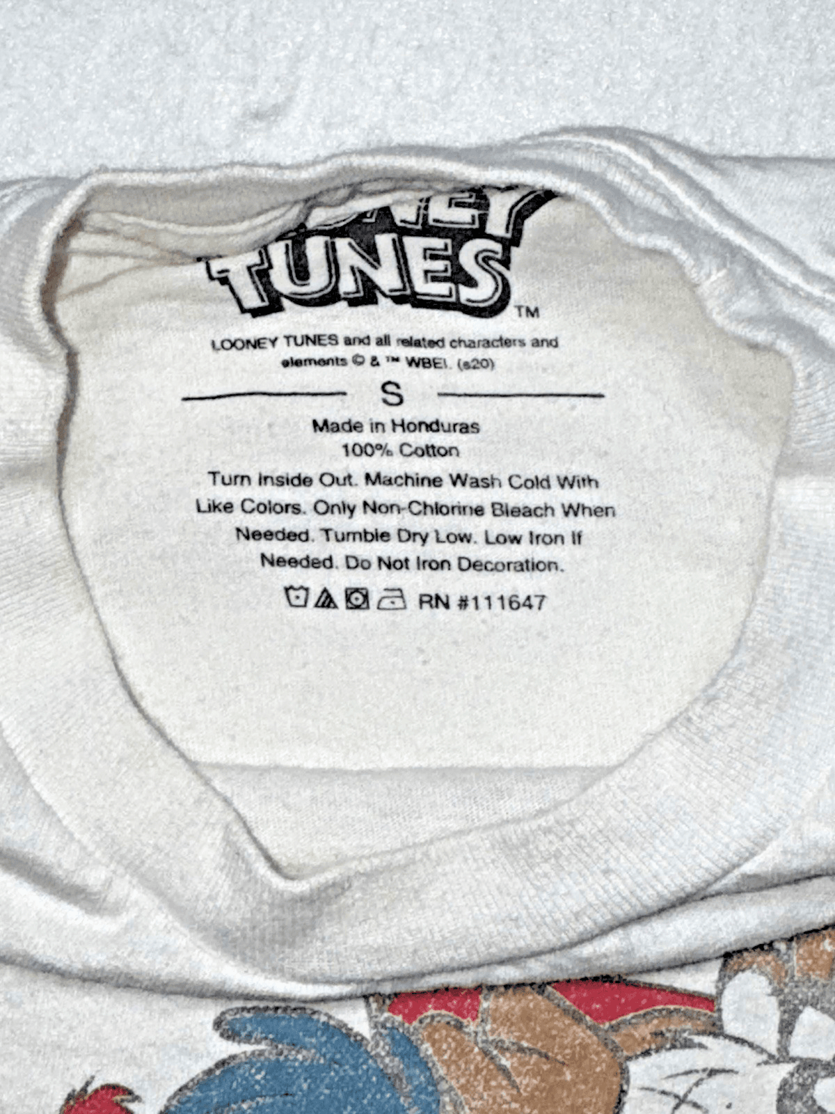 White Vintage Looney Tunes Graphic T Shirt Size Small - Thumbnail 3
