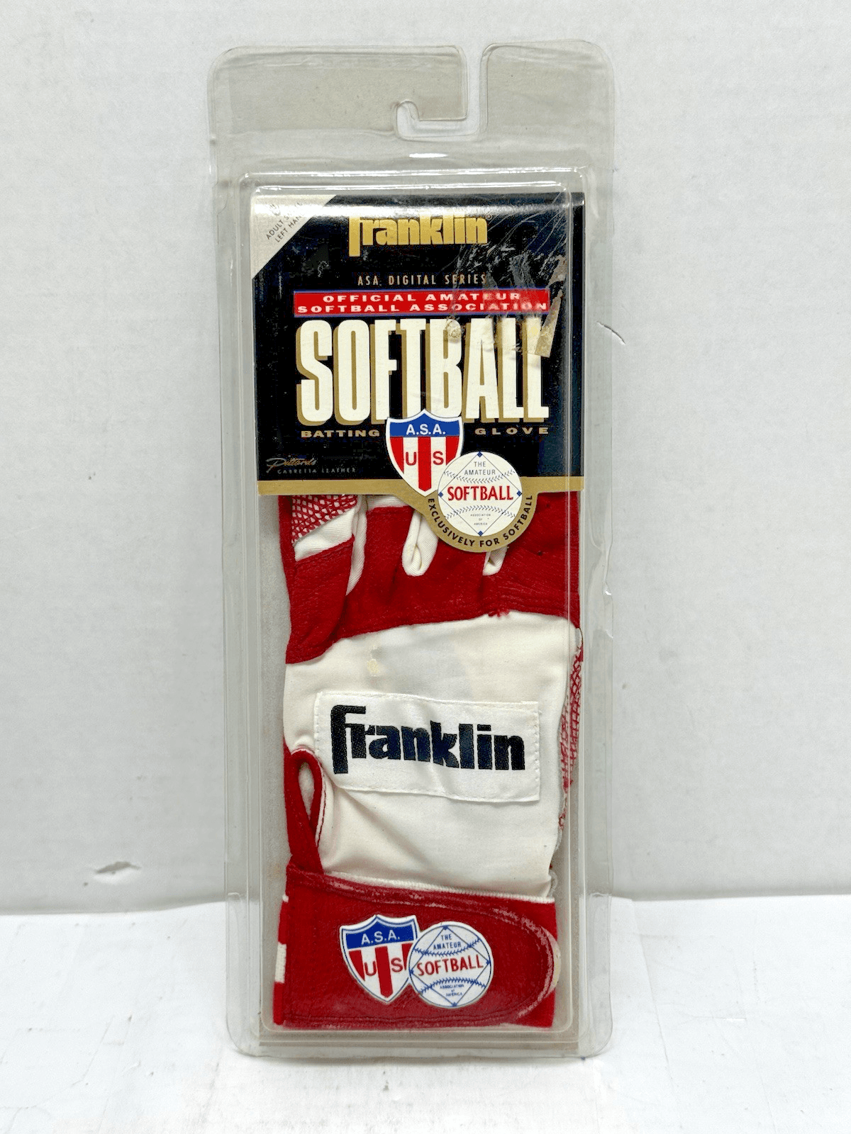 Franklin Softball Batting Glove New ADULT Size S LEFT Hand RED/WHITE - Image 1