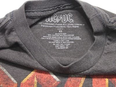 ACDC T-Shirt Men XS Gray Spell Out Rock N Roll - Thumbnail 2
