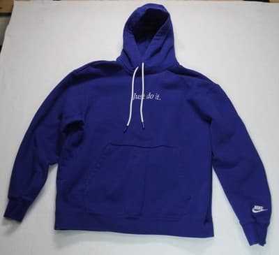 Nike JUST DO IT Heavyweight Pullover Hoodie ‘Blue’ CI9406 010 Size YM Rare - Image 1