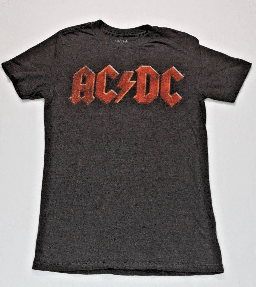 ACDC T-Shirt Men XS Gray Spell Out Rock N Roll - Image 1