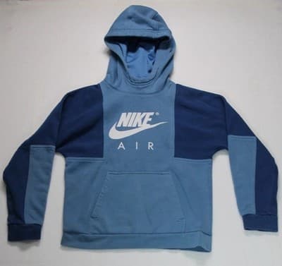 Nike Hoodie Youth Med Black Pullover Fleece Big Swoosh Logo Sweatshirt Top - Thumbnail 2