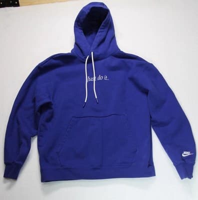 Nike JUST DO IT Heavyweight Pullover Hoodie ‘Blue’ CI9406 010 Size YM Rare - Thumbnail 2