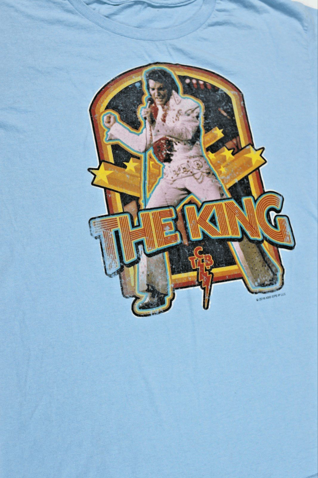 ELVIS PRESLEY DISTRESSED KING Licensed Heather Band Tee Shirt YL - Thumbnail 2