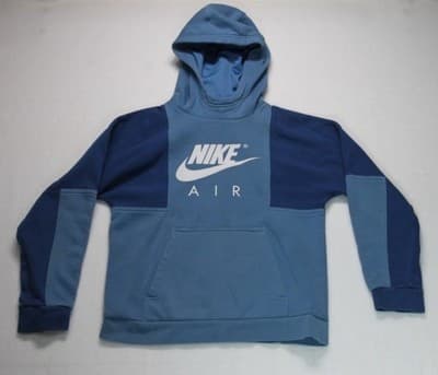 Nike Hoodie Youth Med Black Pullover Fleece Big Swoosh Logo Sweatshirt Top - Image 1