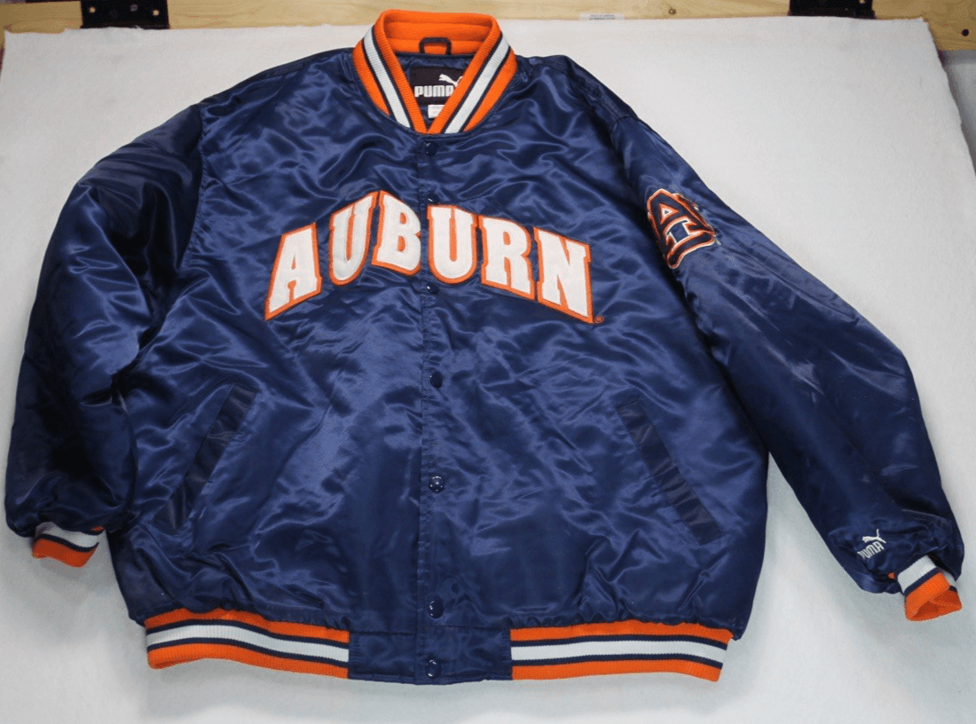 Auburn Puma Jacket Mens XXL Satin Bomber Quilted Embroidered Puffer Sports - Image 1