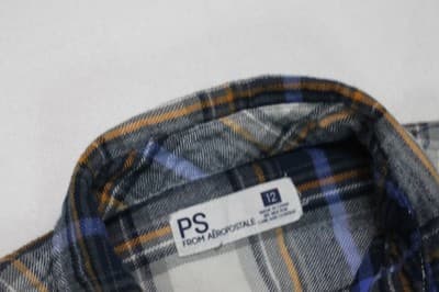 Aeropostale Shirt Boys 12 Blue Plaid Long Sleeve Button Down Cotton - Thumbnail 3