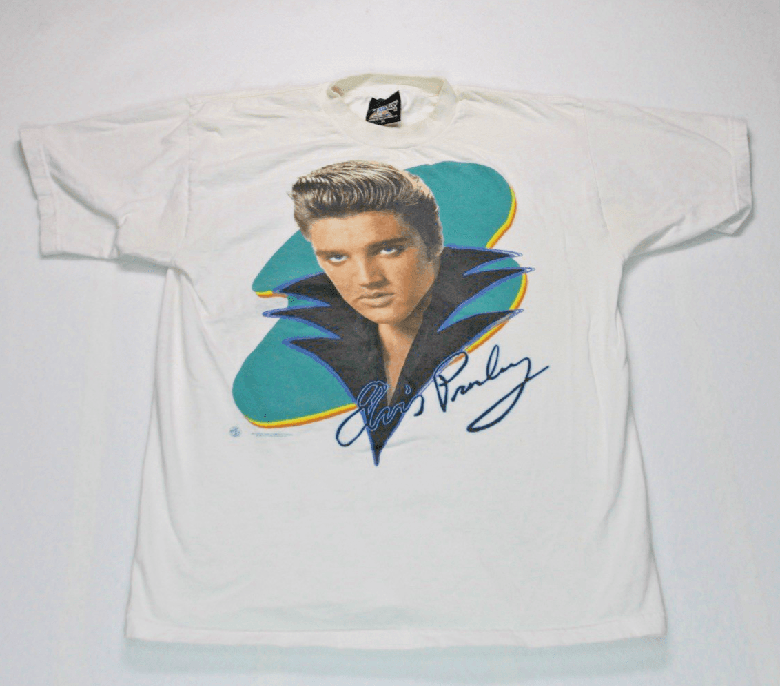 Vintage 90s Elvis Presley The King White T-shirt Delta Made In USA XL - Image 1
