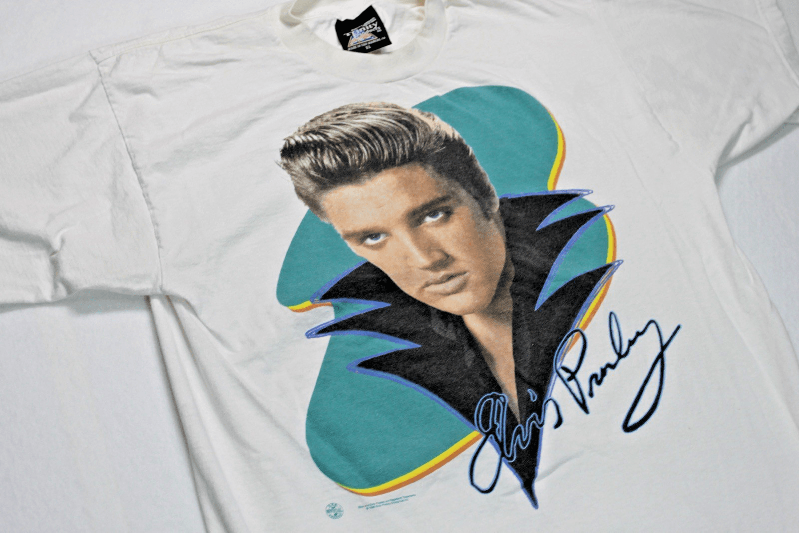 Vintage 90s Elvis Presley The King White T-shirt Delta Made In USA XL - Thumbnail 3