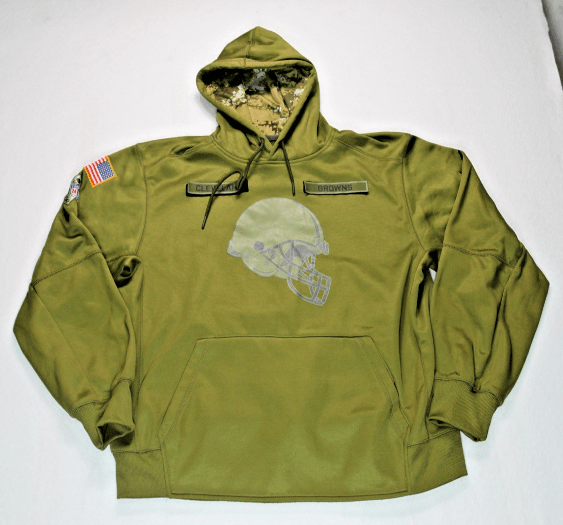 Nike NFL Cleveland Browns Salute to Service Hoodie Olive Green Mens XL - Image 1