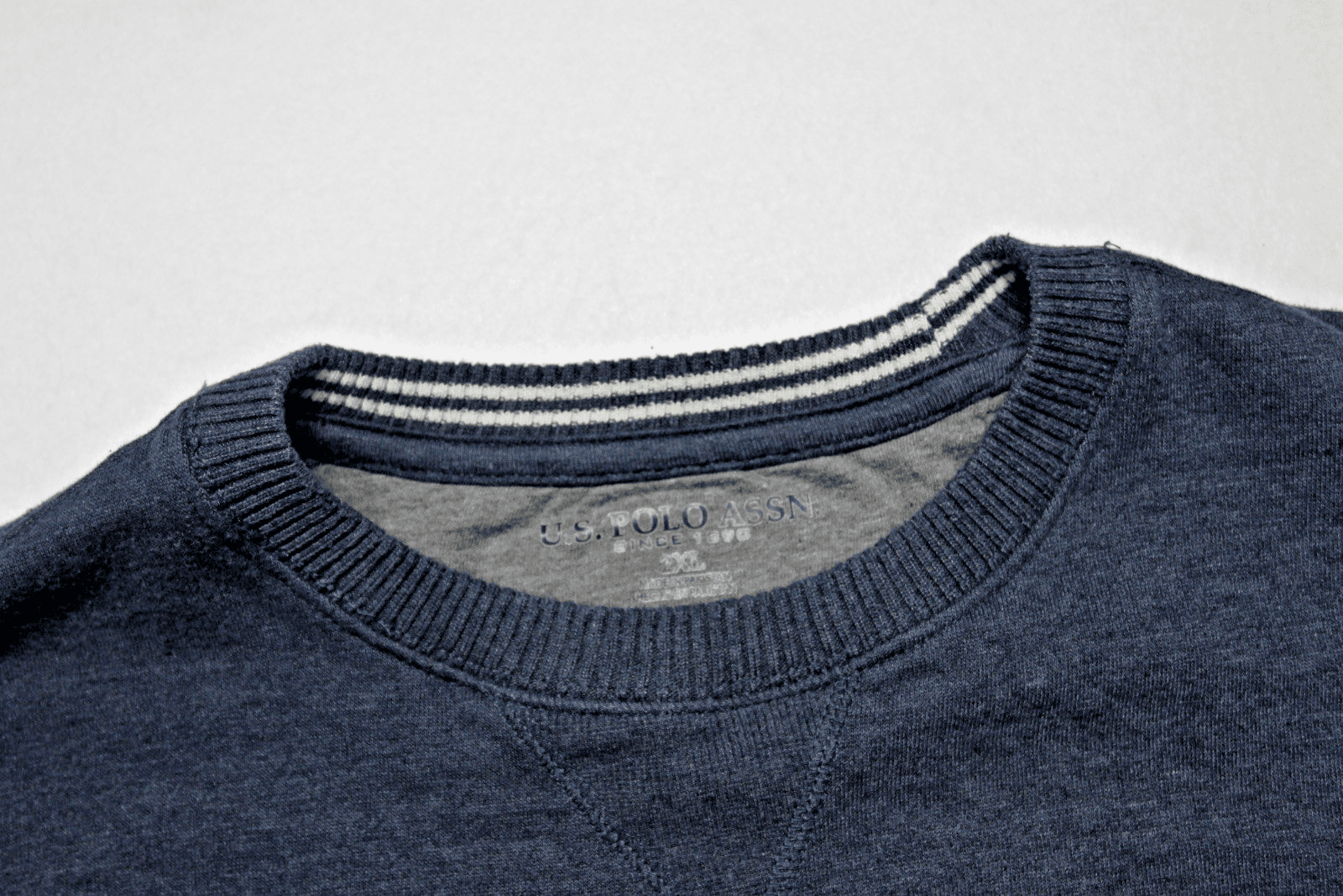 VINTAGE Polo Ralph Lauren Sweater Mens 2XL NAVY Cotton Crewneck Pullover Knit - Thumbnail 3