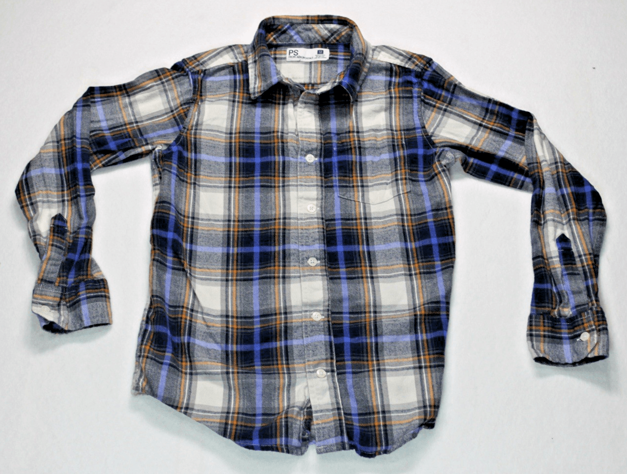Aeropostale Shirt Boys 12 Blue Plaid Long Sleeve Button Down Cotton - Image 1