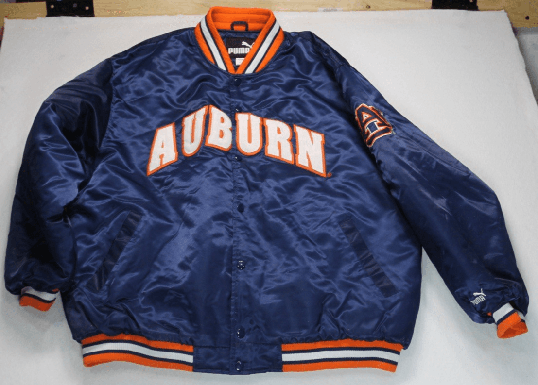 Auburn Puma Jacket Mens XXL Satin Bomber Quilted Embroidered Puffer Sports - Thumbnail 2