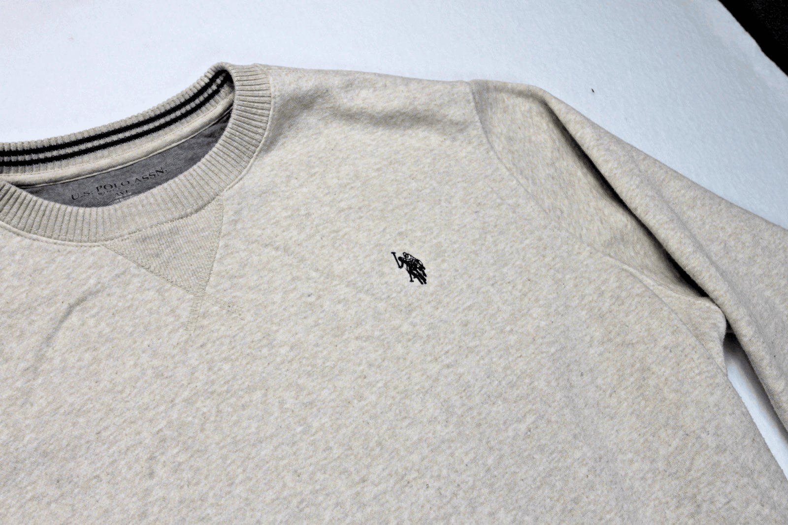 vintage Polo Ralph Lauren Sweater Mens 2XL Beige Cotton Crewneck Pullover Knit - Thumbnail 2