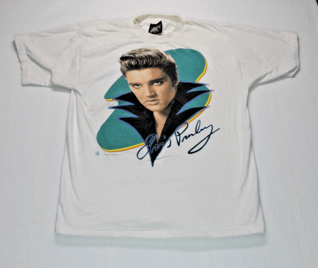 Vintage 90s Elvis Presley The King White T-shirt Delta Made In USA XL - Thumbnail 2