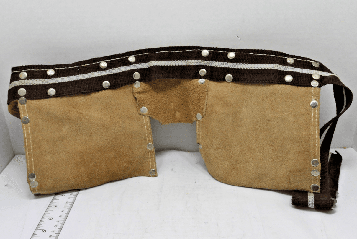 Vintage Lightweight Leather Suede Tool Belt Carpenter Pouch Work Apron - Thumbnail 6