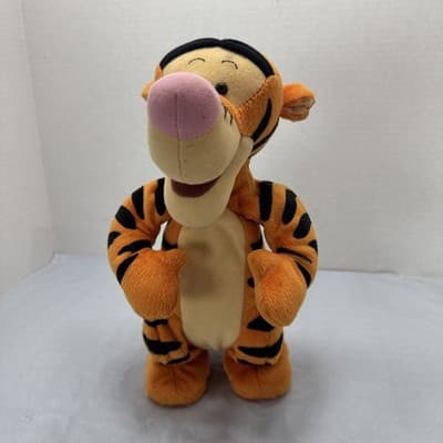 Disney Talking Bouncing Tigger Jumping Plush Toy 12in Mattel 90s - Image 1