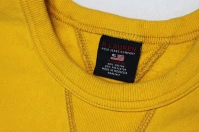 Vintage Polo Jeans Co Ralph Lauren Sweatshirt XL Yellow USA Flag Logo Spell Out - Thumbnail 5