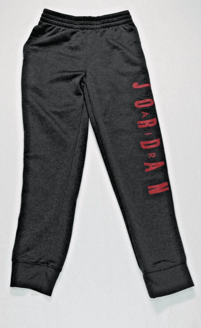 Jordan Kids Sweatpants Black Red Logo Jogger Pants Size M (10-12 YRS) Y2K