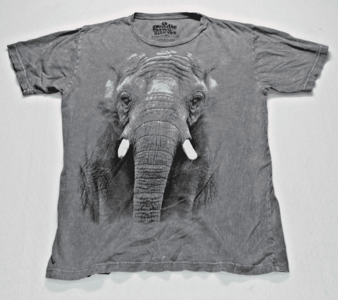Goodie Two Sleeves T Shirt Mens L Gray Cotton Elephant Graphic Classic Very Soft - Image 1