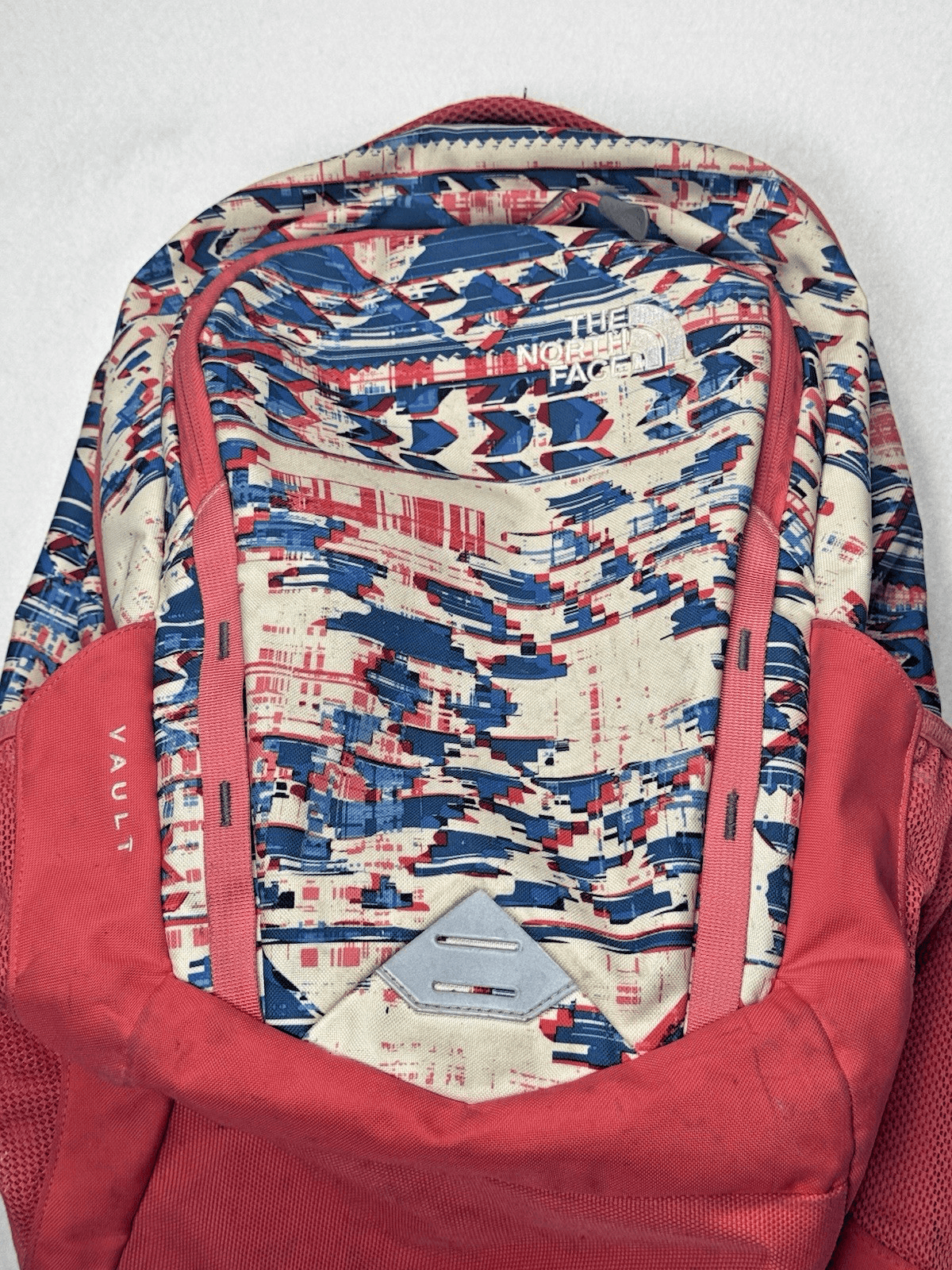 THE NORTH FACE Pink Blue Cream Camping Hiking School Women's Backpack Book Bag - Thumbnail 2