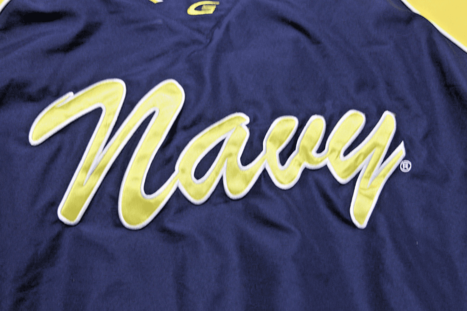 NAVY VTG Windbreaker Pullover Jacket XL College Sports YELLOW NAVY 58Sports - Thumbnail 2