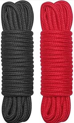 (BDSM Shibari Bondage Rope) 1x black, 1x red. Approximately 32 Feet Soft Cotton - Image 1