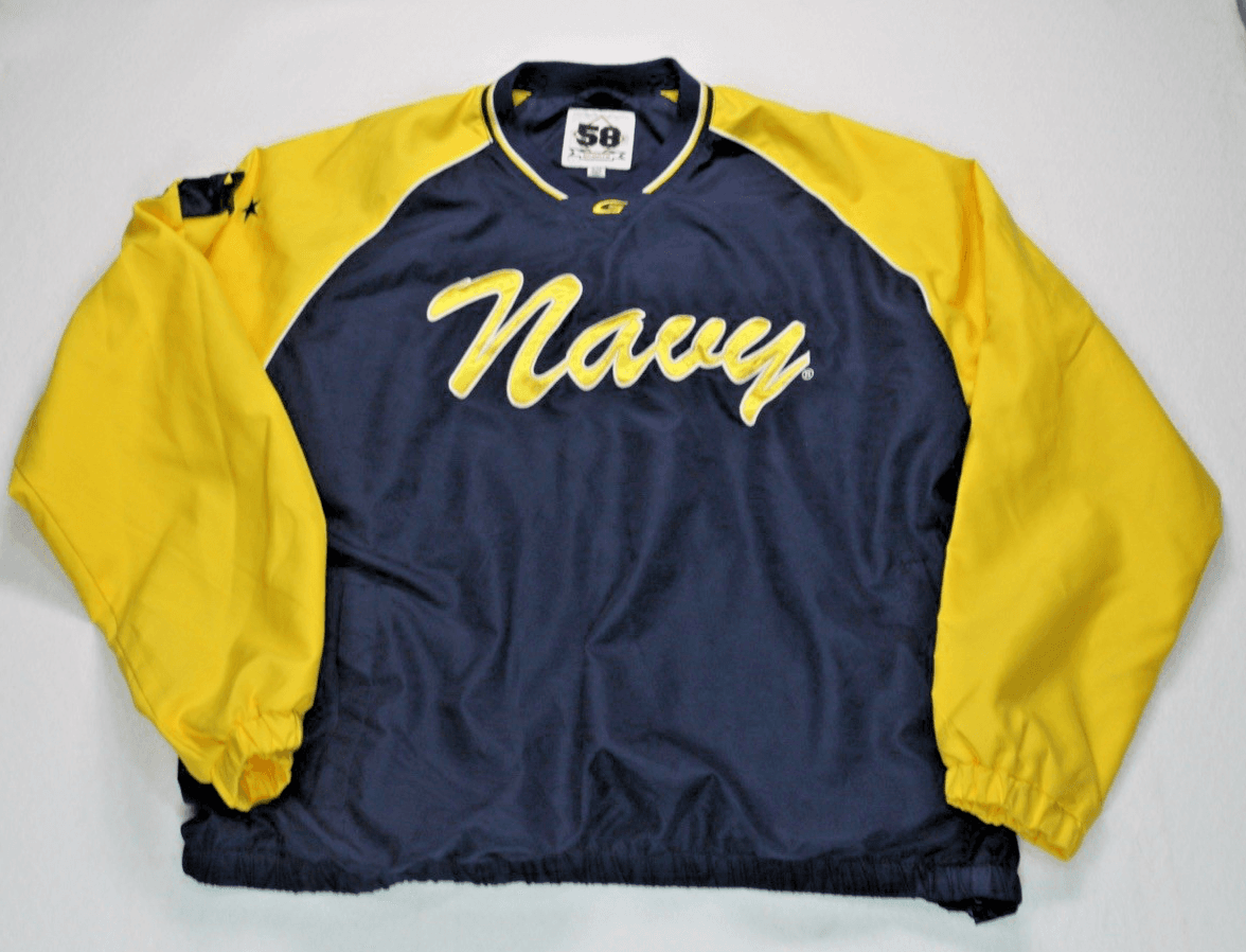 NAVY VTG Windbreaker Pullover Jacket XL College Sports YELLOW NAVY 58Sports