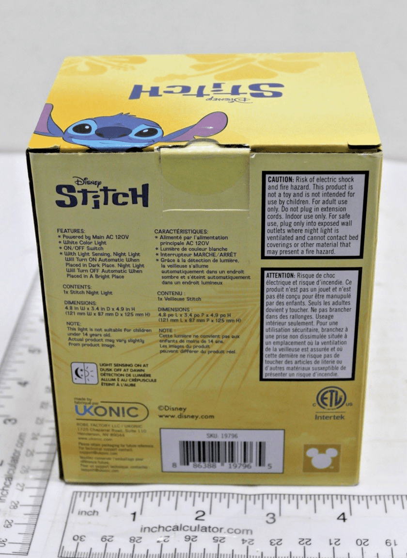 Disney Stitch Night Light For Kids, White Light ON/OFF Switch, Light Sensing NEW - Thumbnail 4