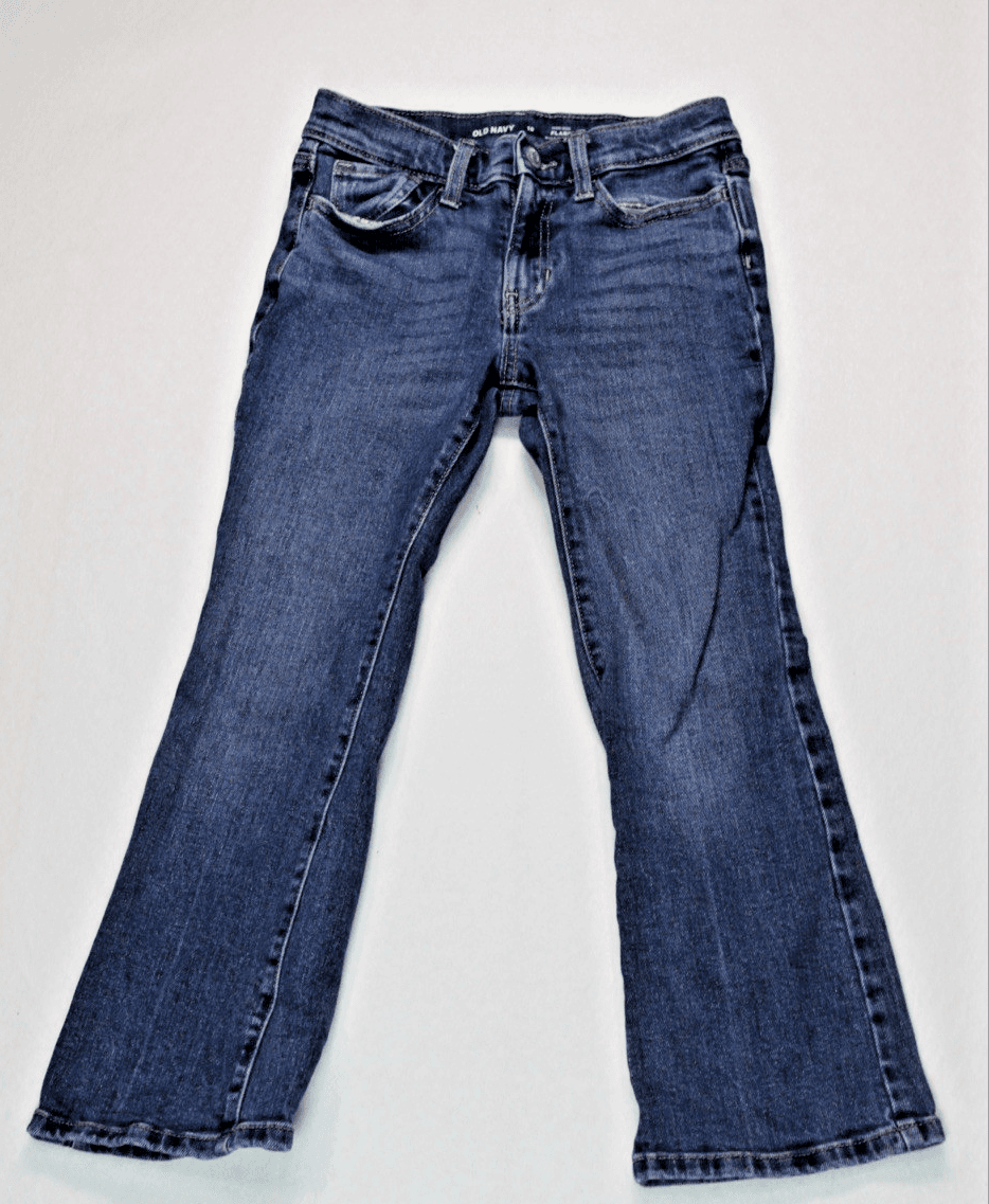 OLD NAVY Girls High Rise Flare Jeans 10 Dark Wash Stretch Denim NEW Retro Used - Thumbnail 2