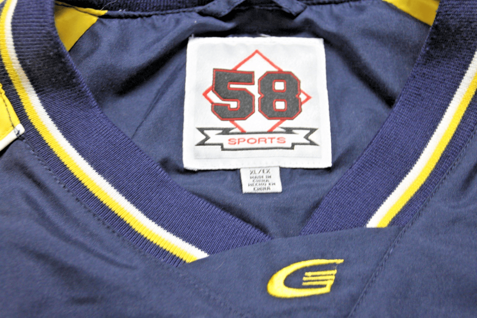 NAVY VTG Windbreaker Pullover Jacket XL College Sports YELLOW NAVY 58Sports - Thumbnail 3